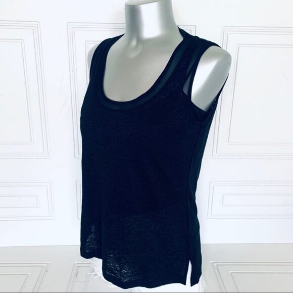 NWT BANANA REPUBLIC BLACK  ROUND NECK LINEN TOP WOMEN SIZE XS - Picture 3 of 7
